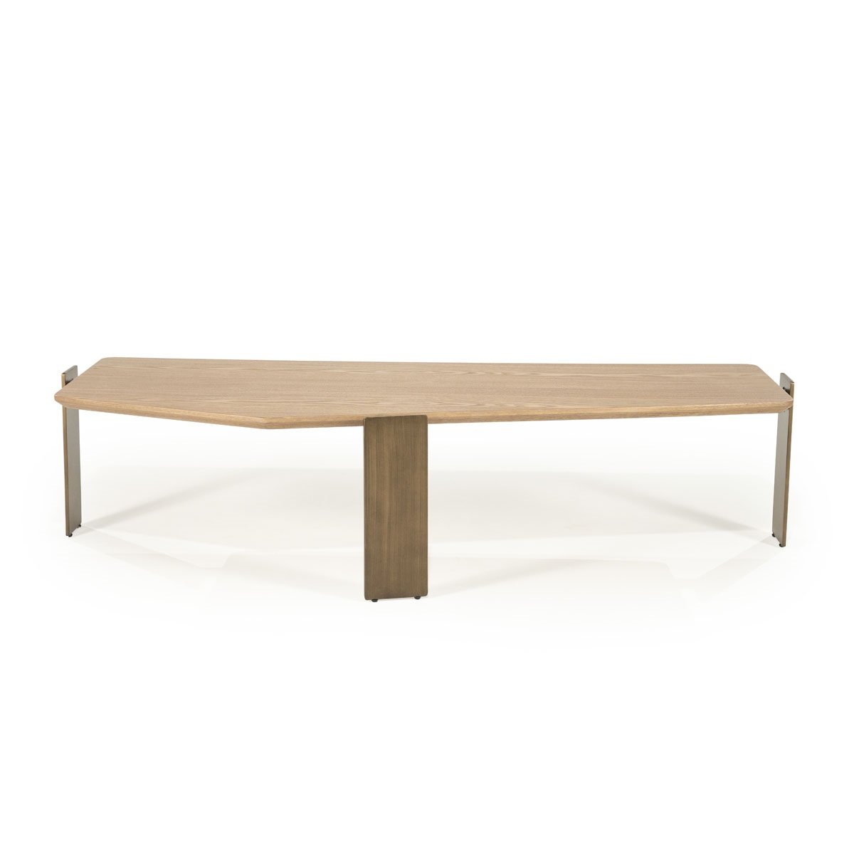 Couchtisch Robert 150 x 70 cm Eschenholz Furnier braun Metall