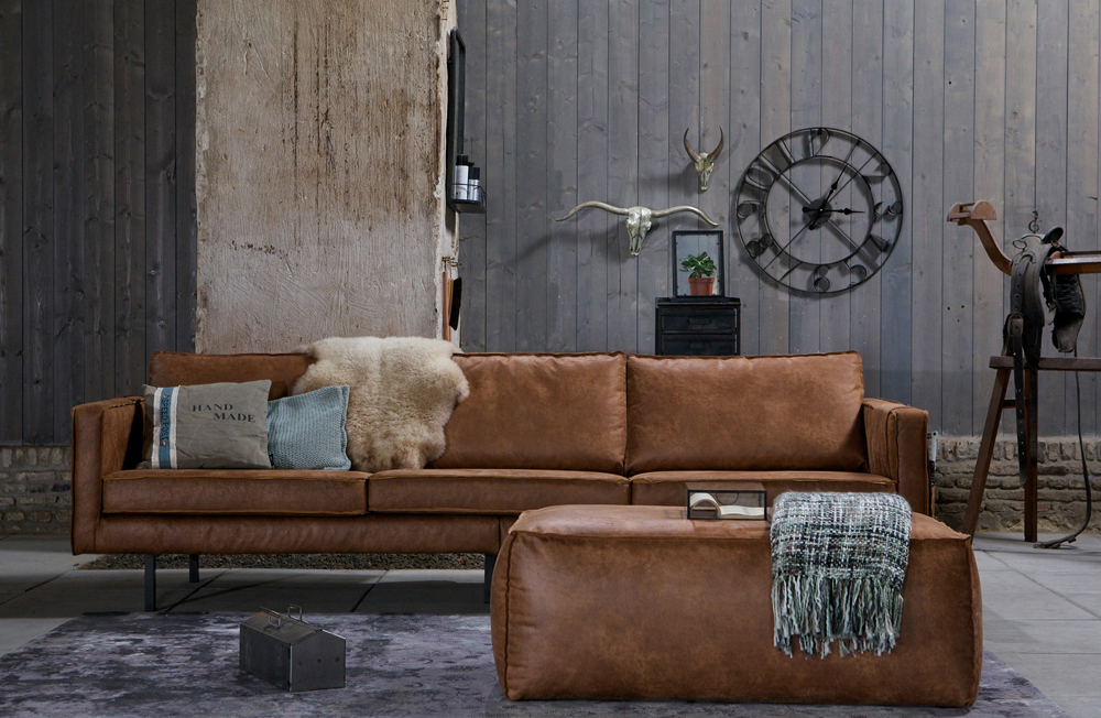 Sitzhocker RODEO Leder Hocker cognac