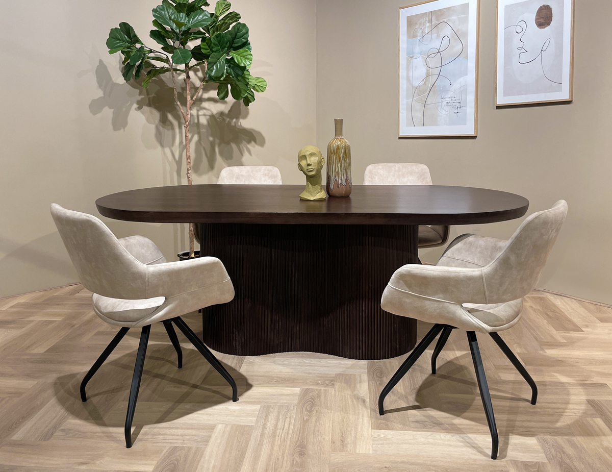 Esstisch MARSEILLE 250 cm oval Mango Holz braun