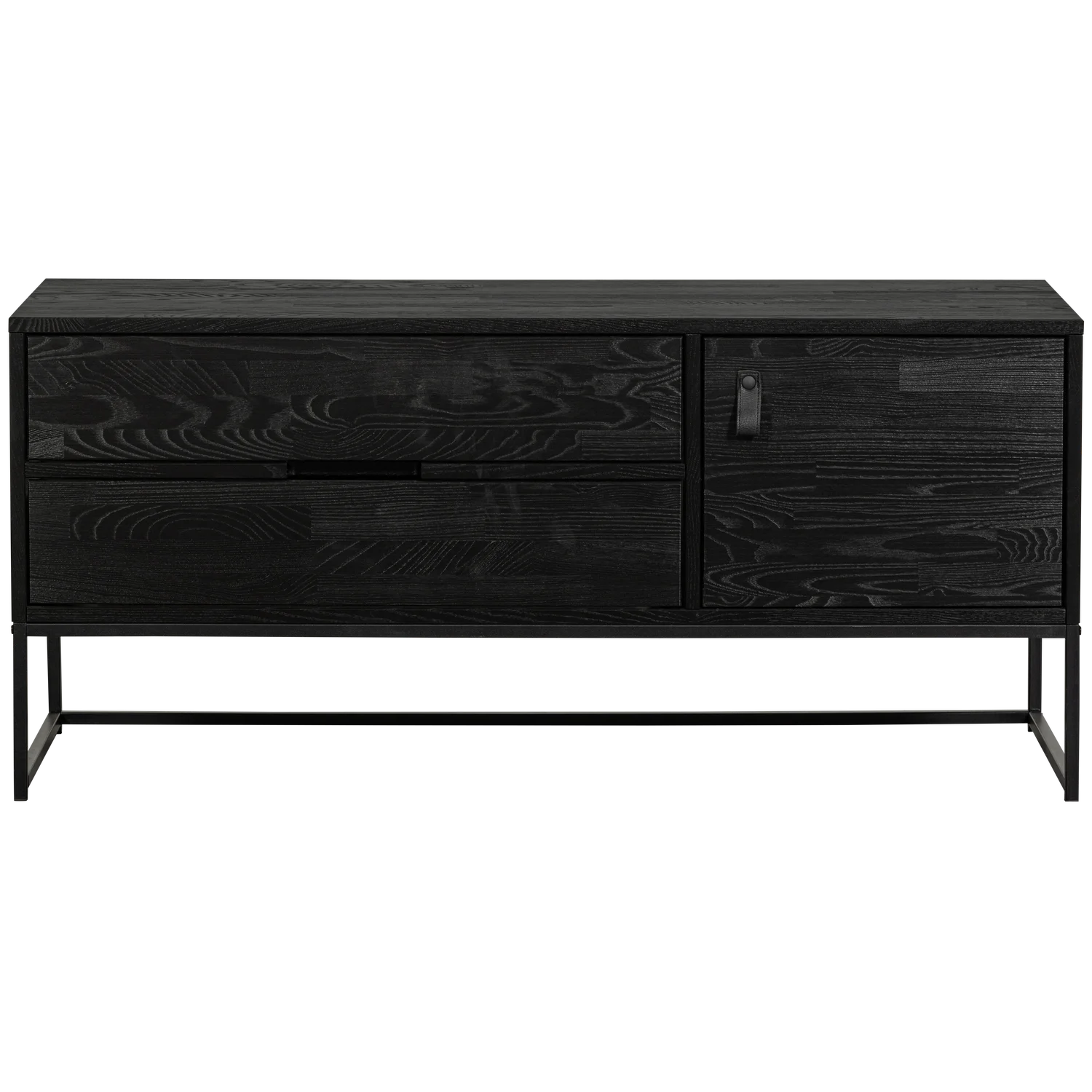 TV Möbel Lowboard SILAS 150 cm Kiefernholz Metall schwarz
