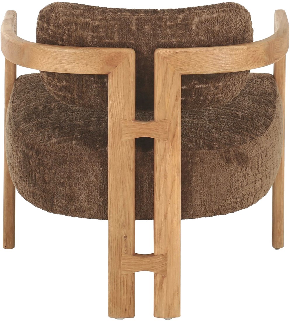 Lounge Sessel Kelly Chenille braun Holzgestell natur