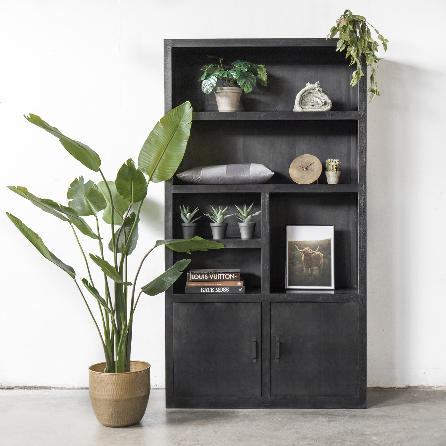Bücherschrank Xaver B 120 cm Schrank Regal aus Holz schwarz
