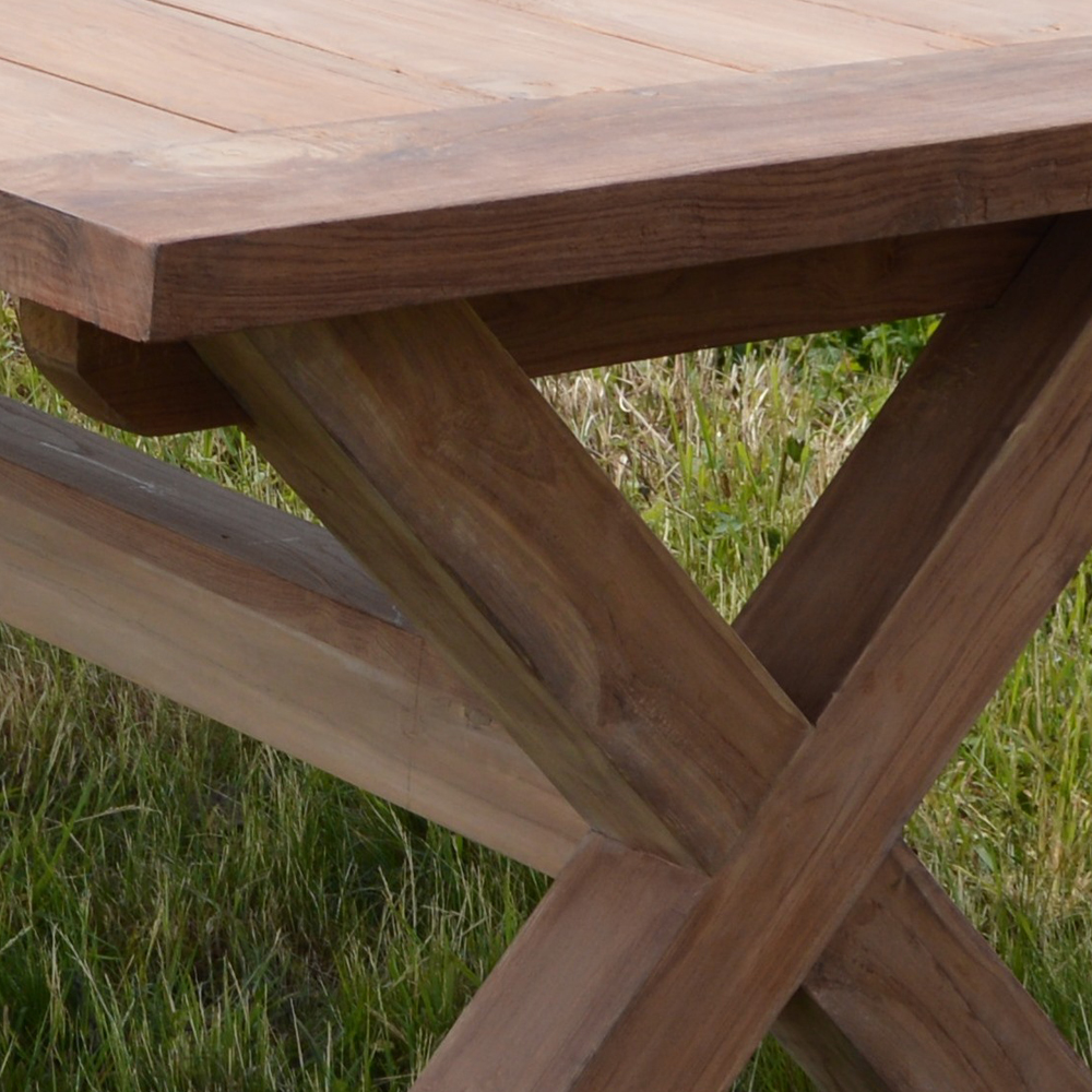 Gartentisch CROSS 240 x 100 cm Teakholz Teaktisch