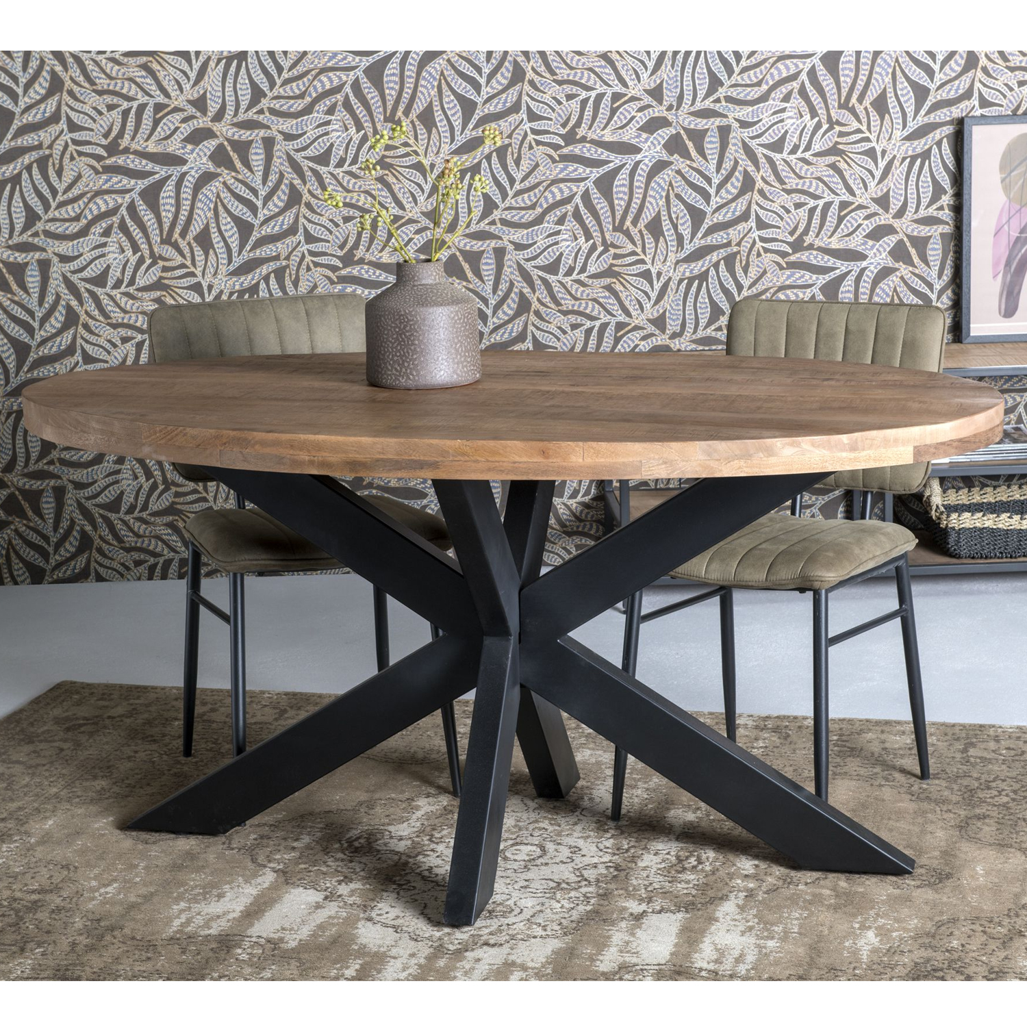 Esstisch oval 160 x 90 cm Mangoholz