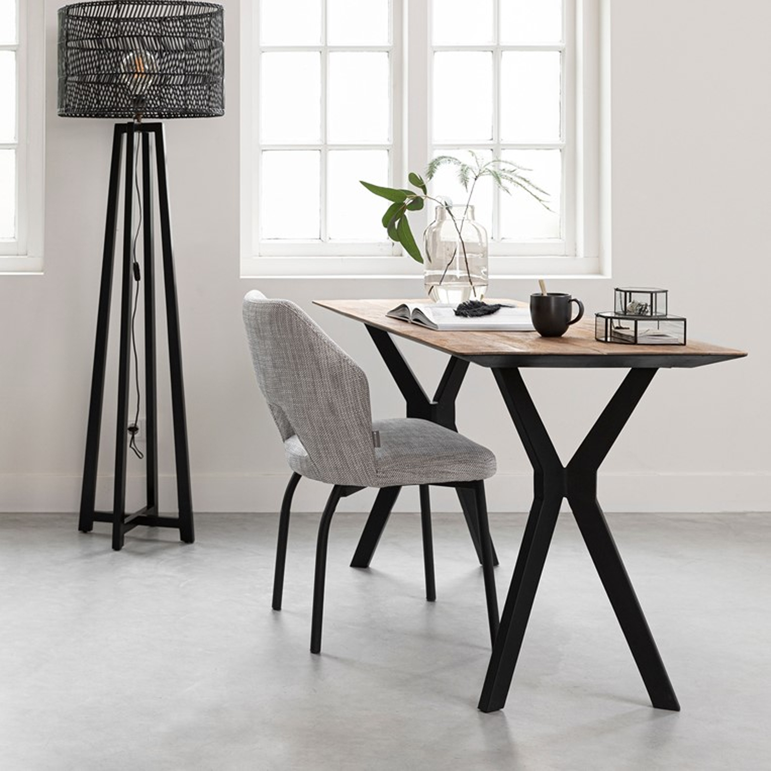 DTP Home Schreibtisch Metropole 150 x 60 cm recyceltes Teakholz massiv Metall