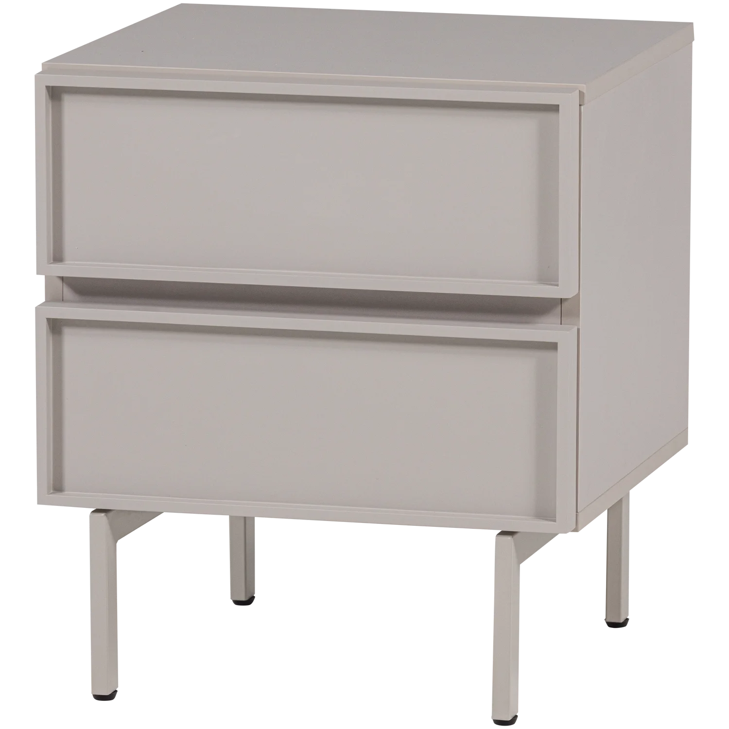 Nachtschränkchen TOURS H 51 cm mit 2 Schublade MDF Melamin beschichtet sandfarben