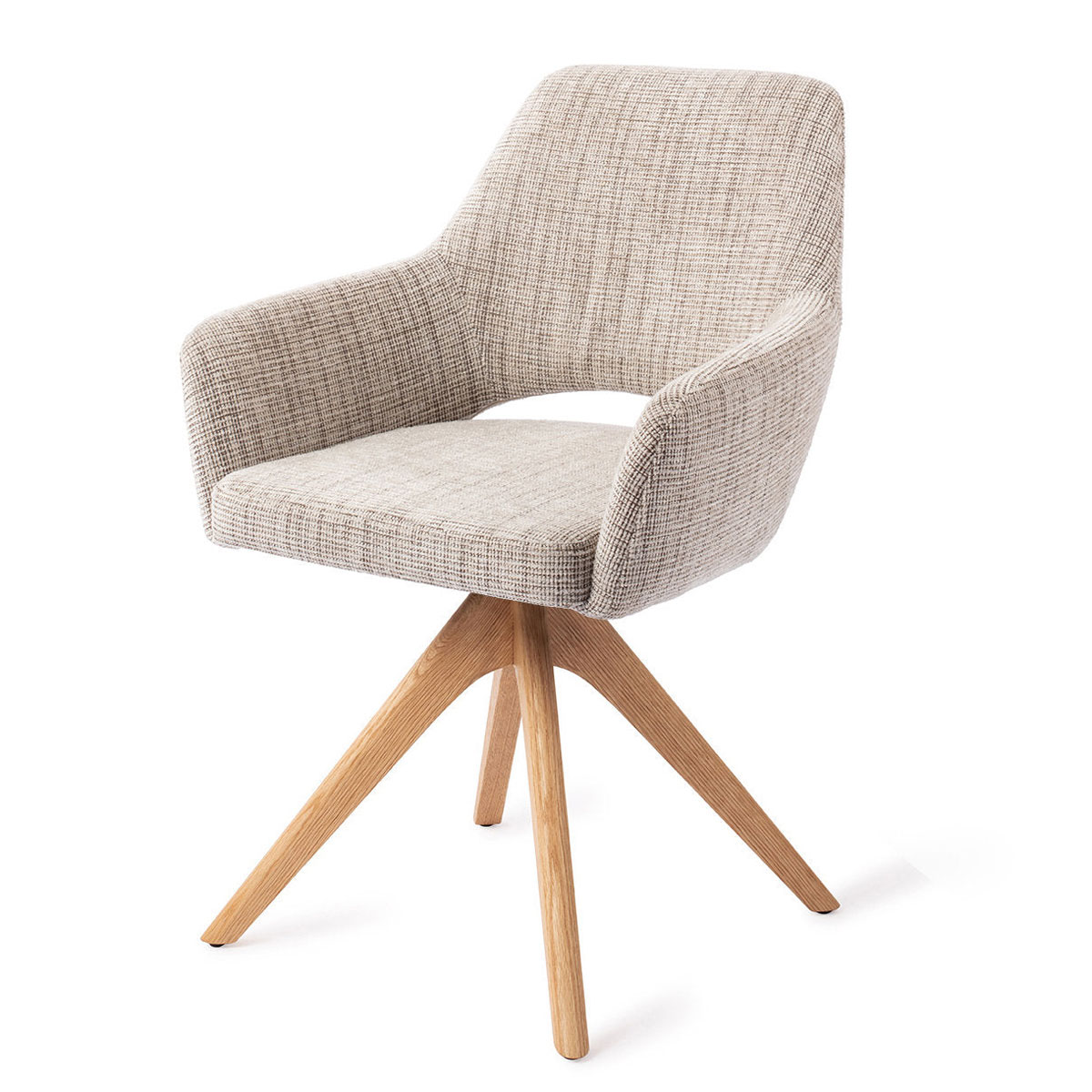 Esszimmerstuhl YANAI drehbar – Caramel mit Gestell in Eiche hell