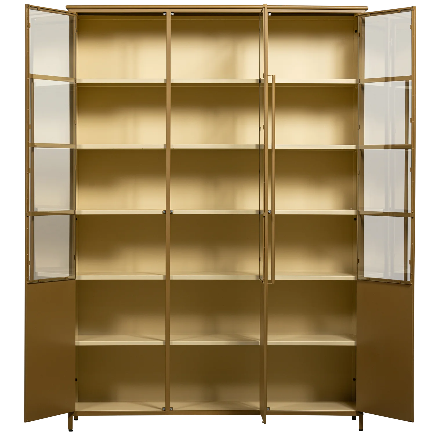 Vitrine Schrank EXHIBIT XL 3-türig Metall matt honiggelb