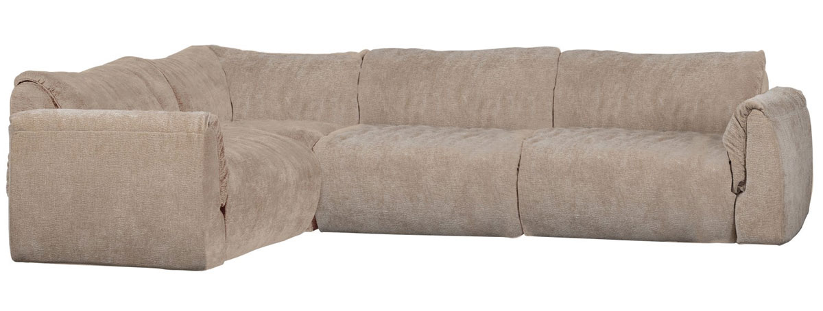 woood Ecksofa BAGGY 3D Chenille sandfarben Chaiselongue links