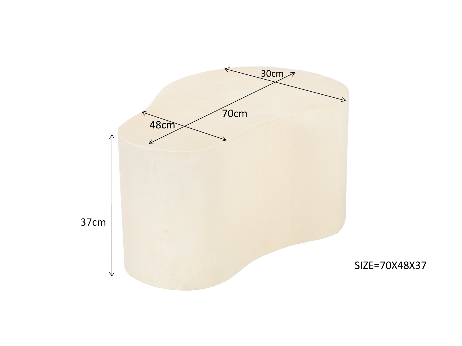 Couchtisch Sandy organisch 70 cm Beton cremeweiß Sofatisch