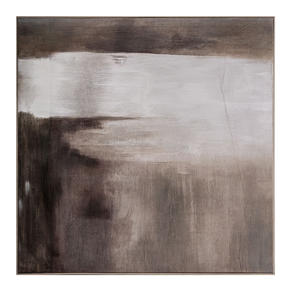 Wandbild Bild NOGERIO 150 x 150 cm Brauntöne Wall Art abstrakt Holzrahmen