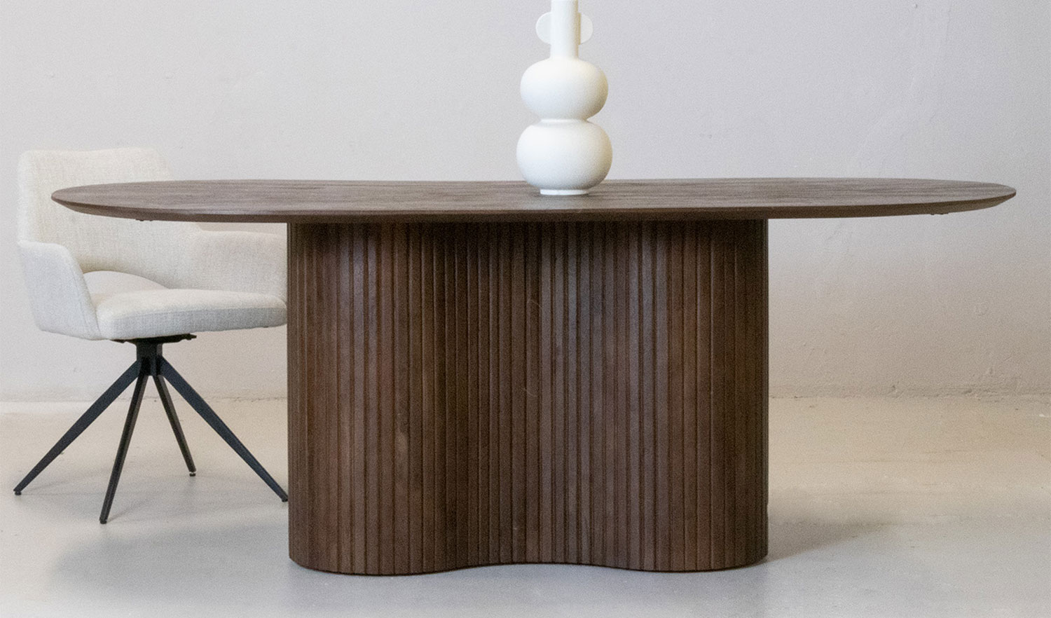 Esstisch ANNA 200 x 100 cm oval Hartholz dunkelbraun