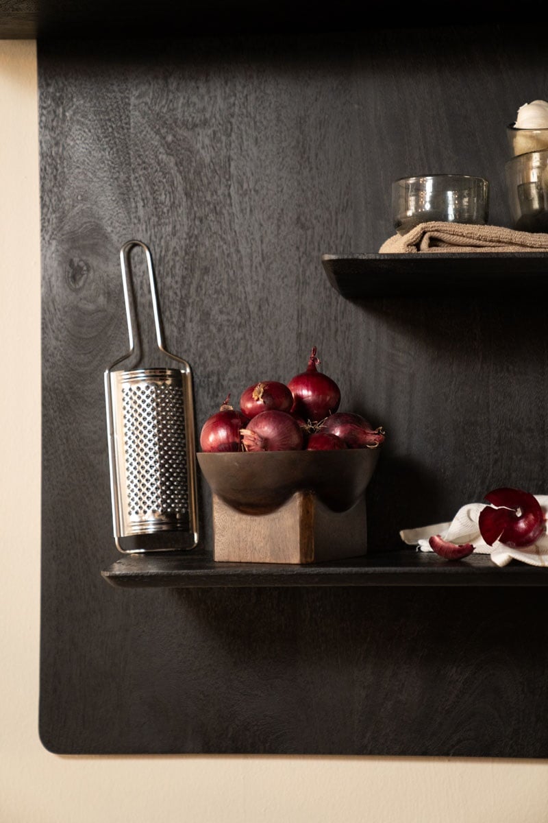 Wandregal Seco mit 3 Regalböden Mango Massivholz schwarz