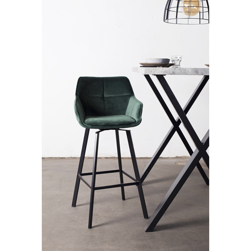 Barhocker Shannon drehbar SH 65 cm Samt grün Barstuhl