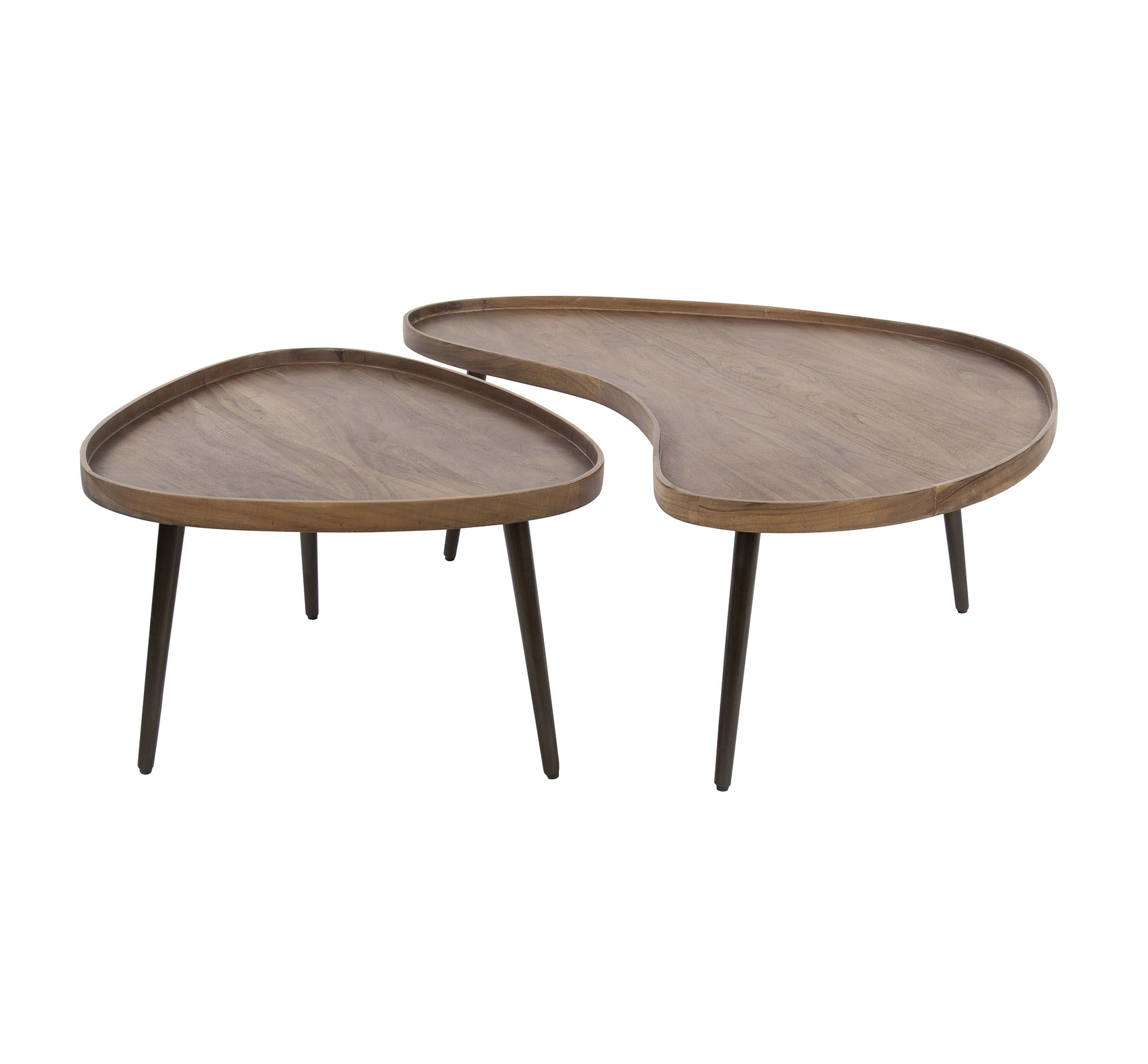 2er Set Couchtisch Soul Akazie Massivholz braun Metall Tischset