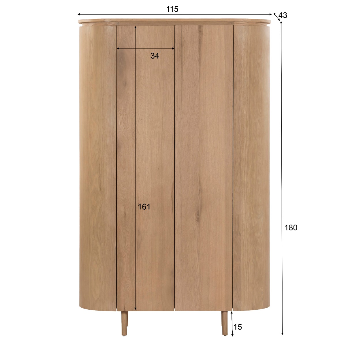 Kommode Tobago 180 cm Eiche Furnier natur Sideboard Schrank