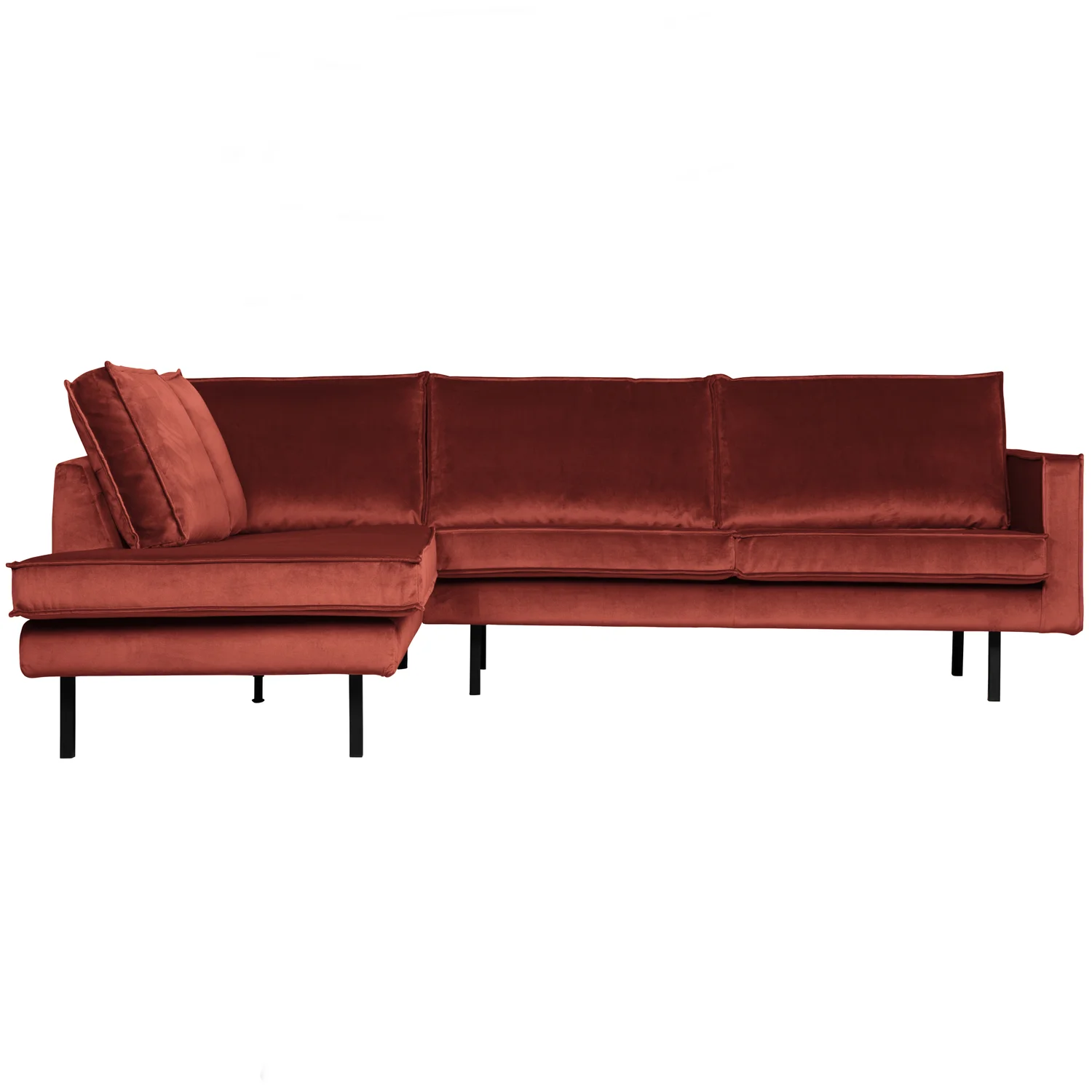 Eckgarnitur Rodeo Samt kastanie braun Couch Sofa Ecksofa Longchair links