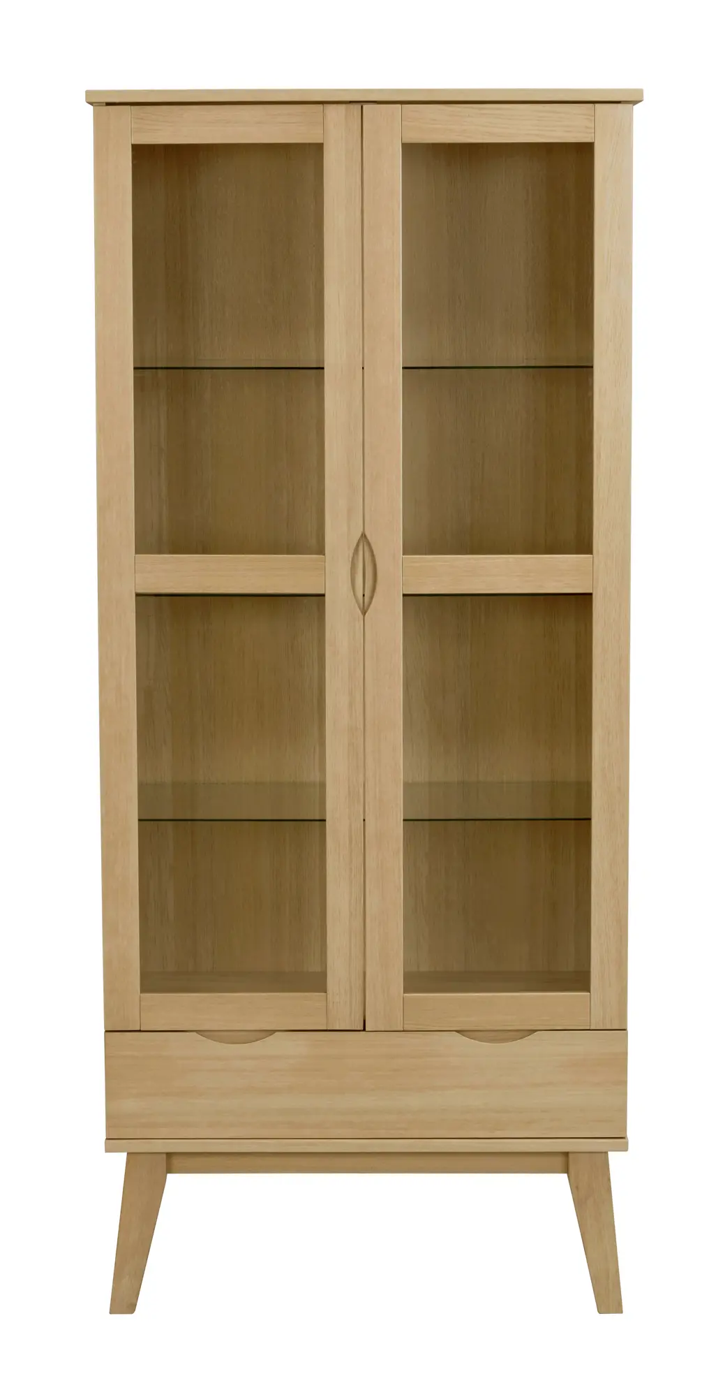 Vitrinenschrank VLIPPA H 185 cm mit 2 Türen Eiche natur