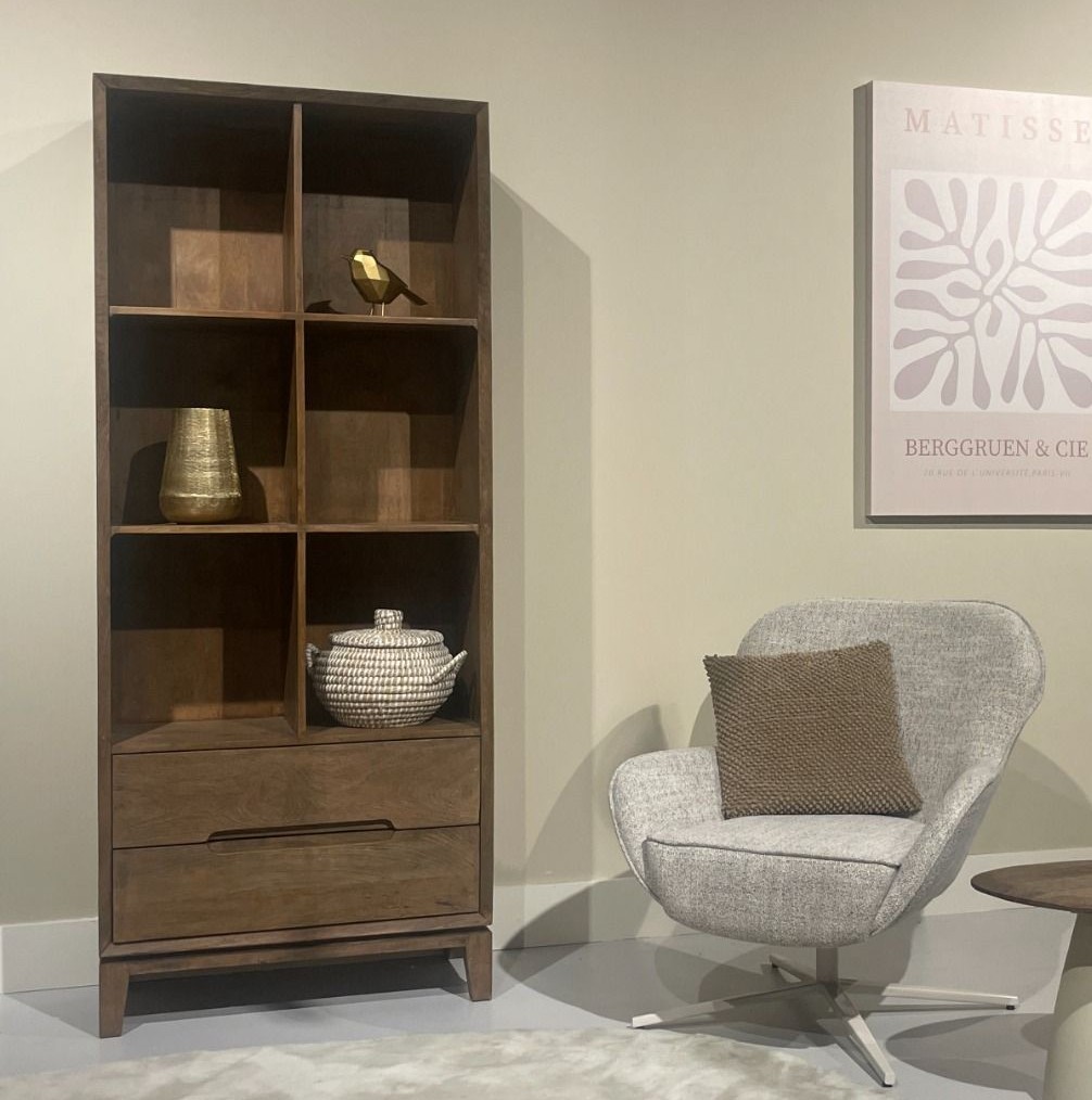 Schrank Regal Bücherregal Cortez B 83 cm Mangoholz braun 