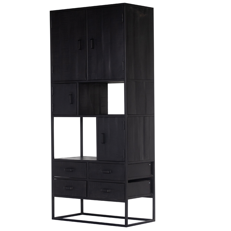 Industrie Regal BEN Mango Massivholz Metall schwarz Bücherregal