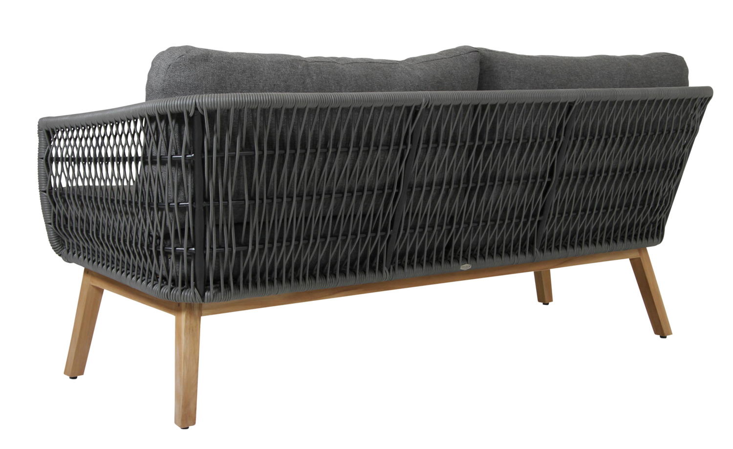 3 Sitzer Lounge Gartenbank Sofa Kenton Polyrattan Teakholz incl. Polster