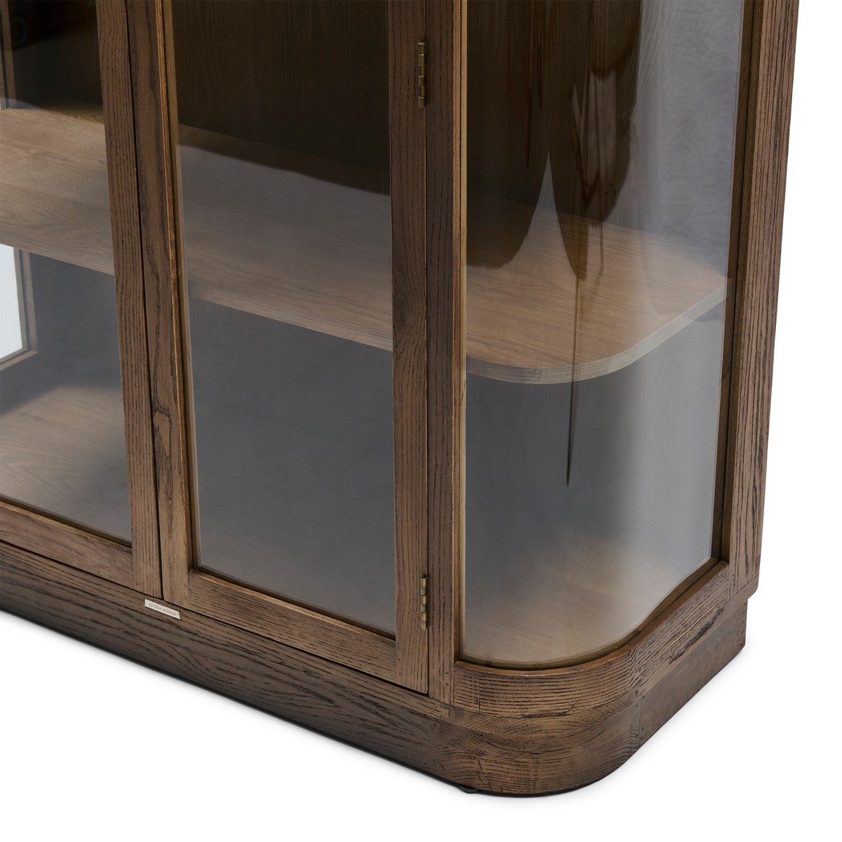 Vitrinenschrank Waldorf 110 cm aus recyceltem Eichenholz Braun