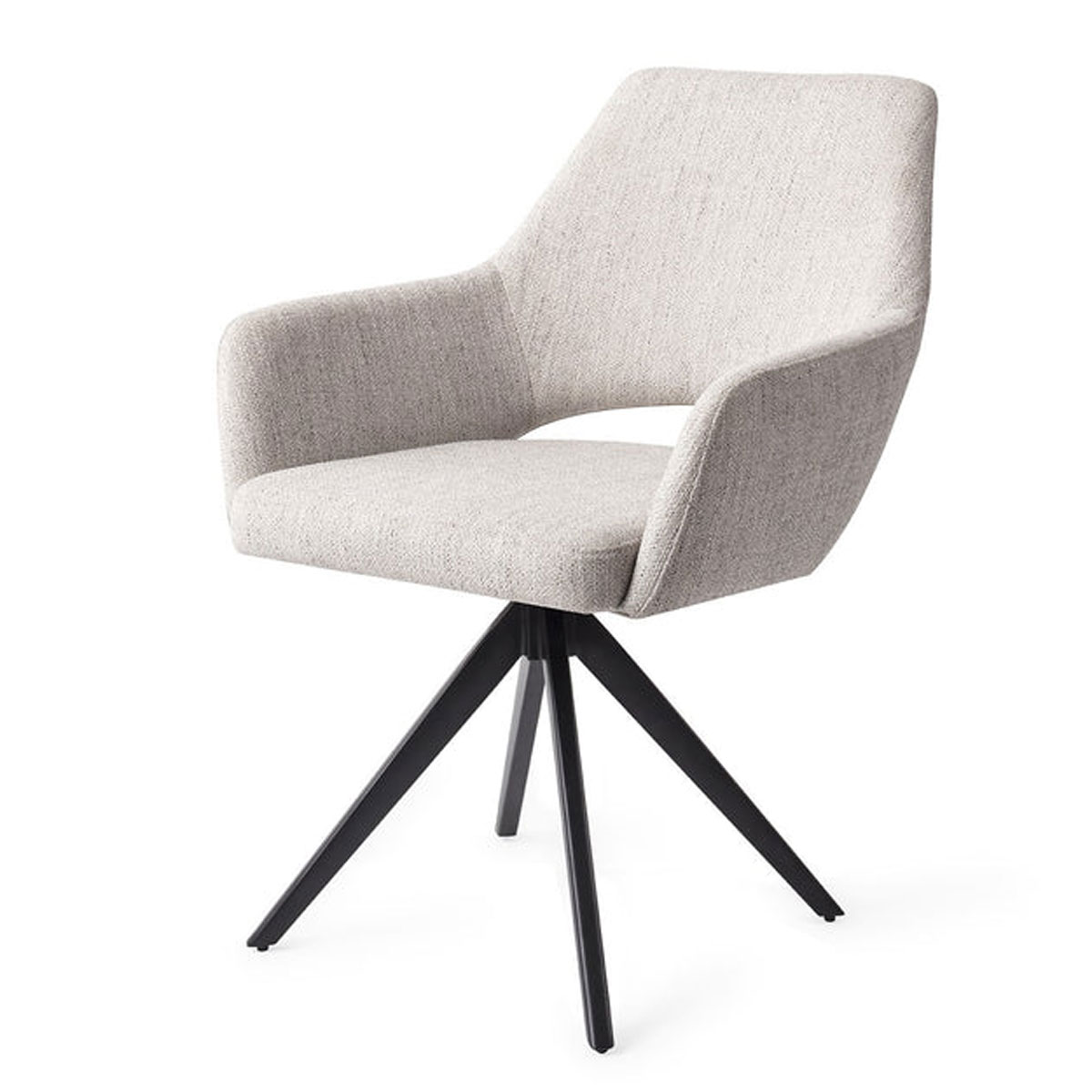 Esszimmerstuhl YANAI drehbar – Hellgrau mit schwarzem Gestell