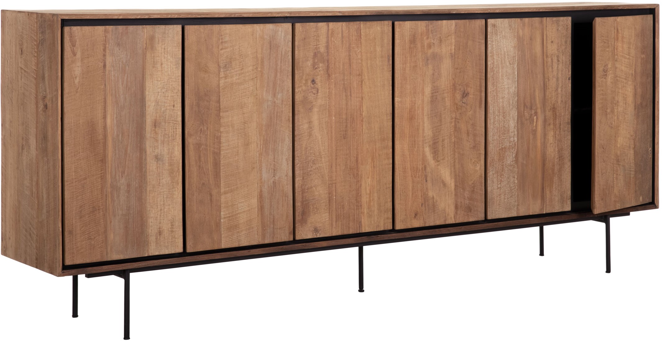 Sideboard Metropole 220 cm recyceltes Teakholz massiv Metall Kommode