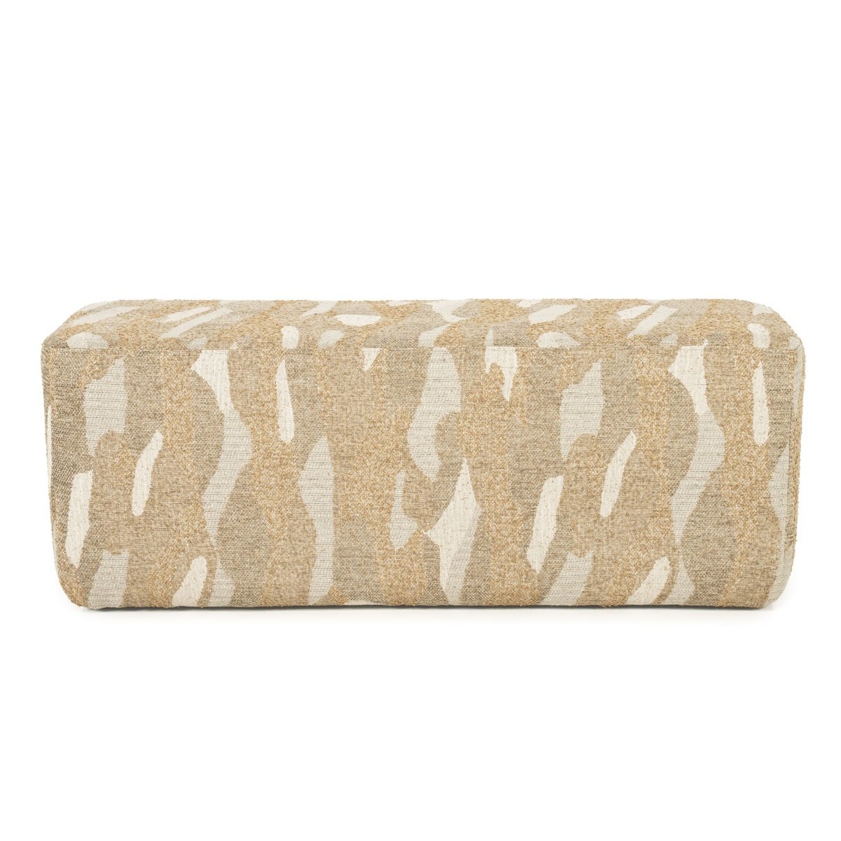 Bank Hocker Rytm 121 cm Stoff taupe mit Muster Sitzbank Sitzpouf