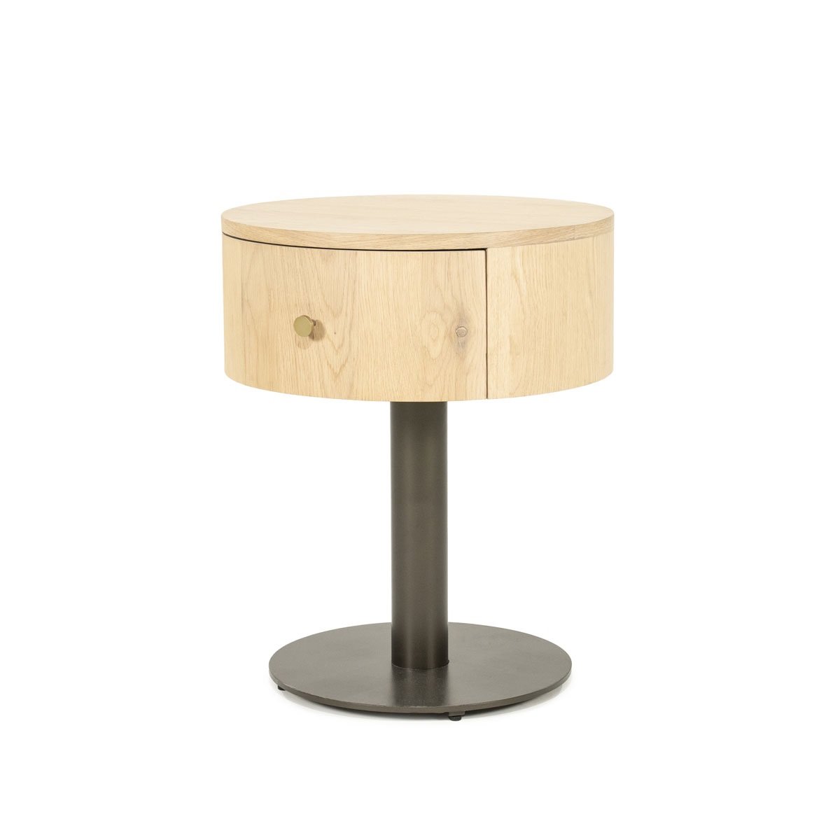 Nachtschränkchen Skye H 60 cm Eiche Massivholz hellbraun Metall Nachttisch