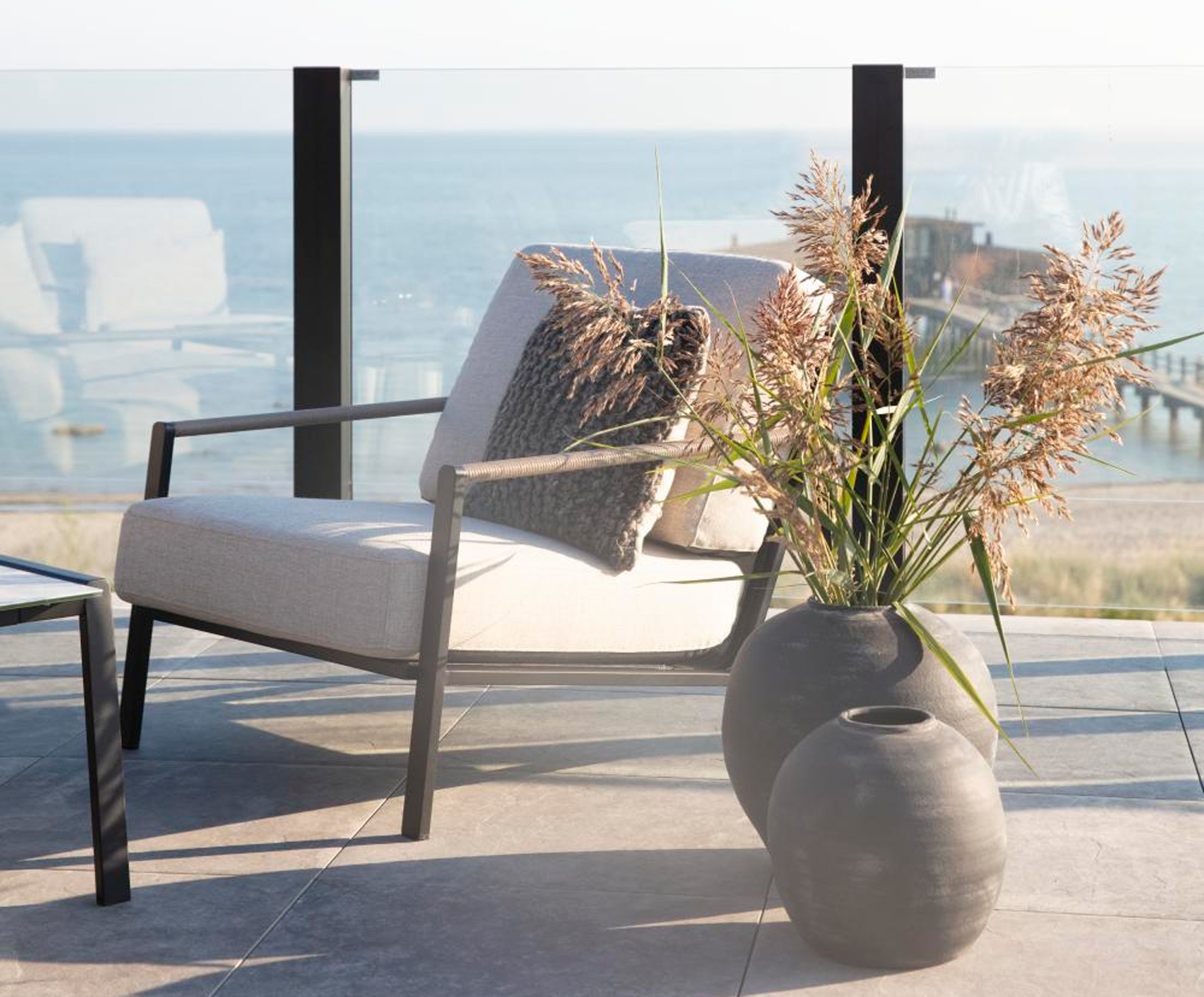 Lounge Garten Sessel Lyra Armlehne Edelstahl schwarz