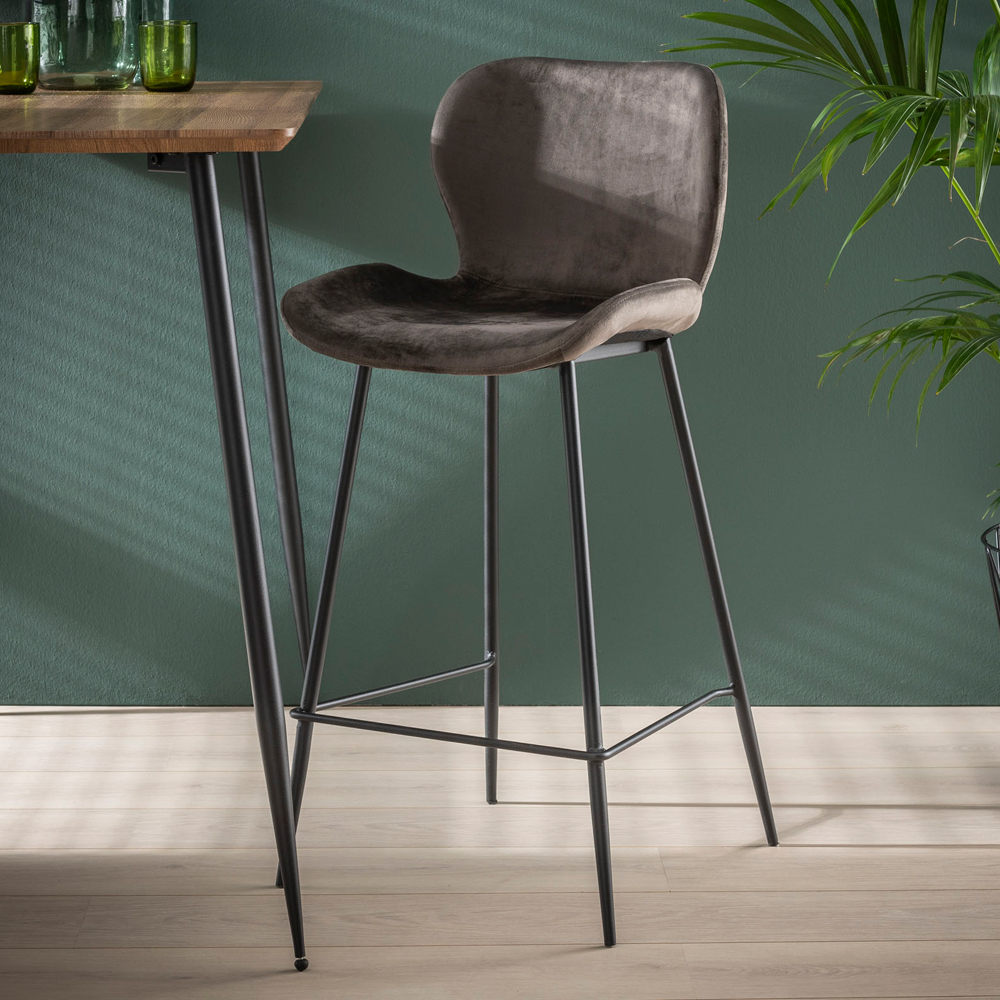 4er Set Barhocker Samt Velvet anthrazit