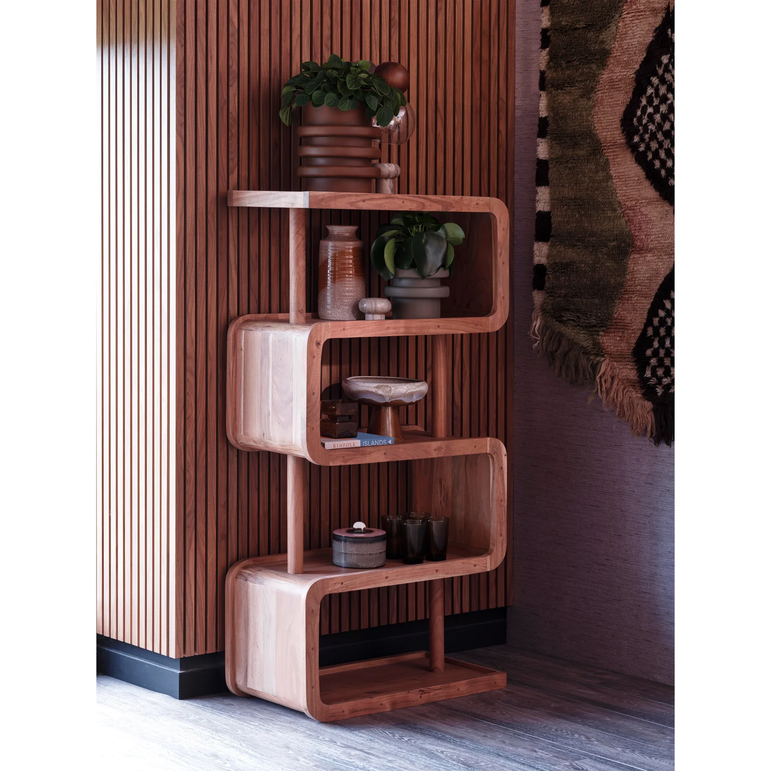 Bücherregal RATTLE H 160 cm Akazienholz natur Regal Schrank