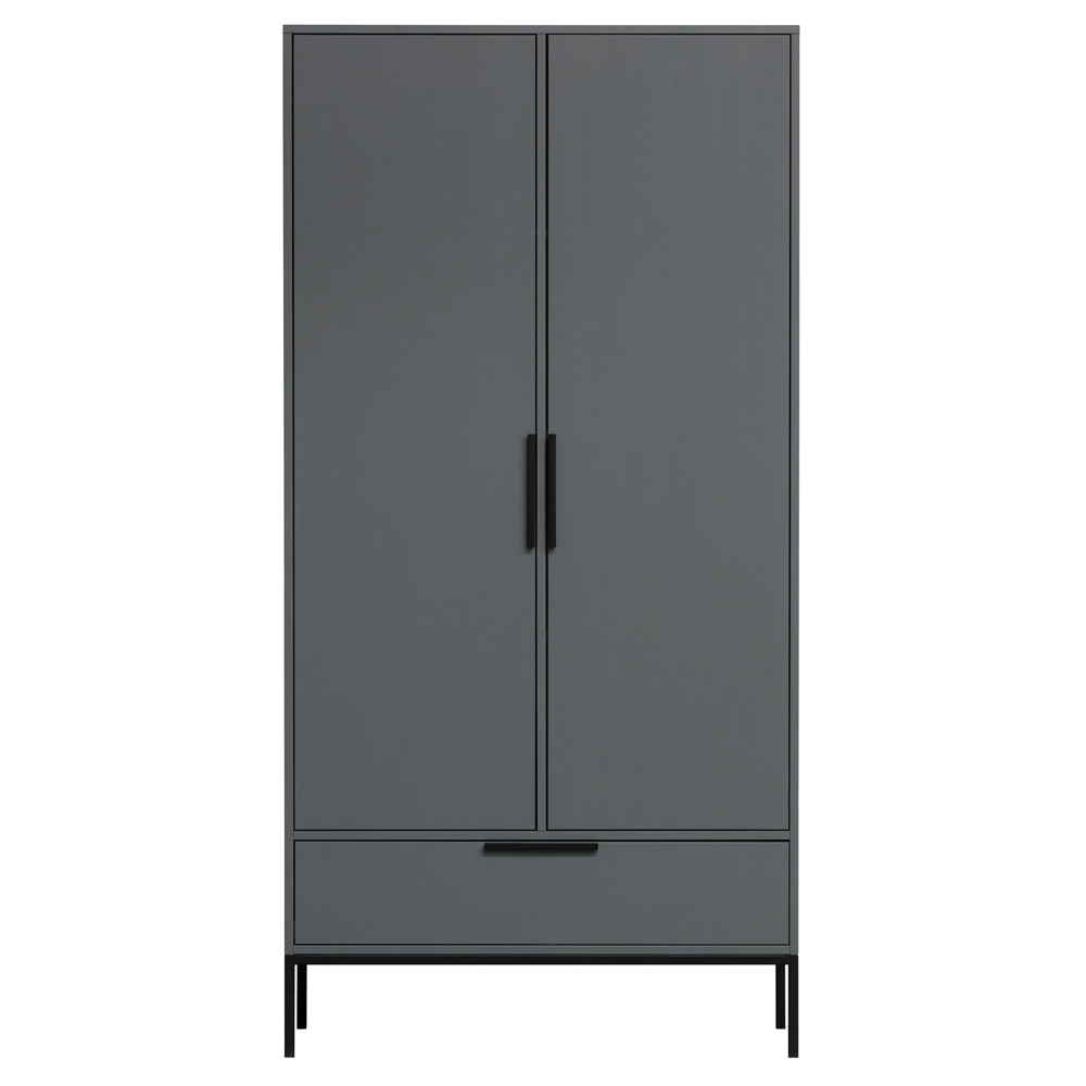 woood Schrank Kleiderschrank Adam grau 100 cm Kiefer