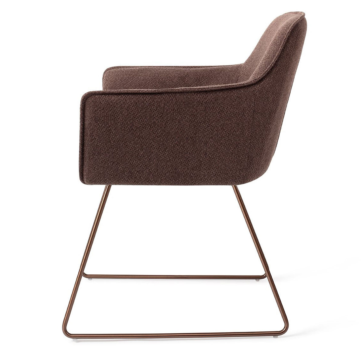 Esszimmerstuhl HOFU – Tonfarben mit rosefarbenen Slide Gestell