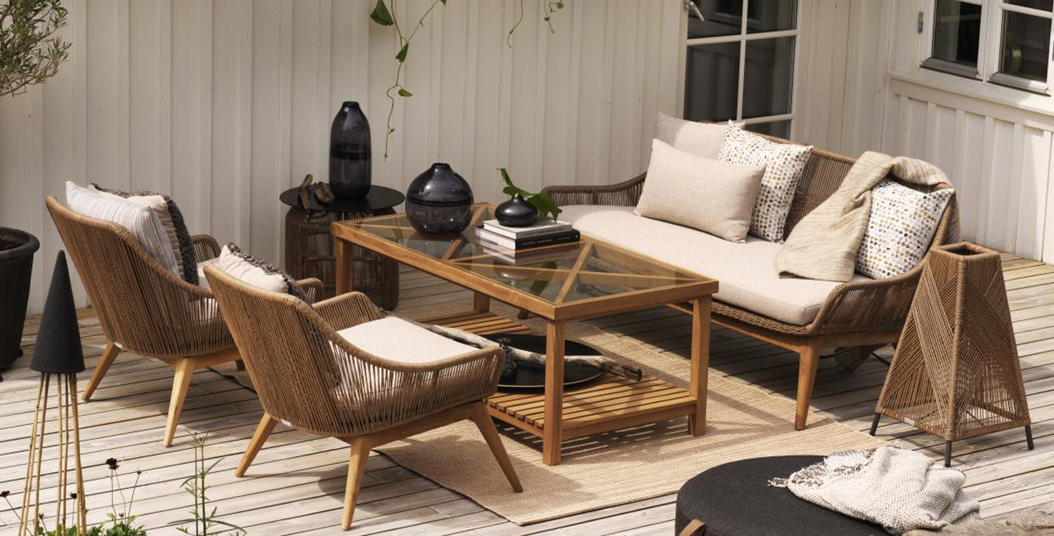 Garten Loungegruppe Hassel Polyrattan Teakholz