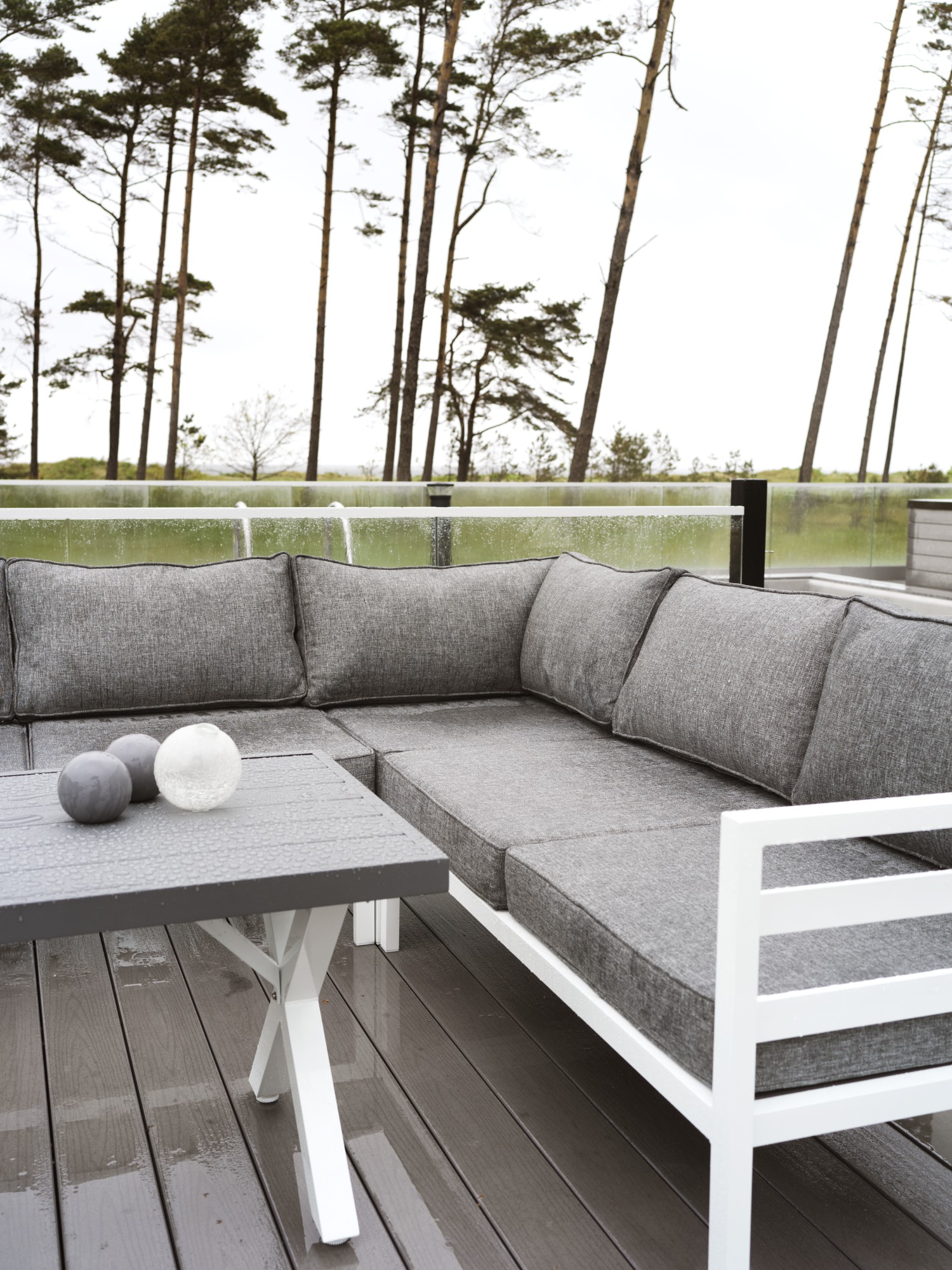 Ecksofa Garten Lounge Set WELDON incl.Sitzkissen weiss