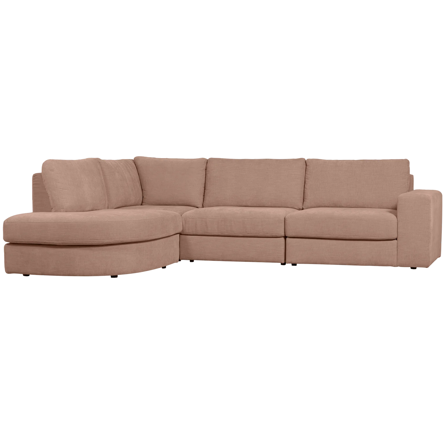 Ecksofa FAMILY Webstoff rosa Recamiere mit Rundung links