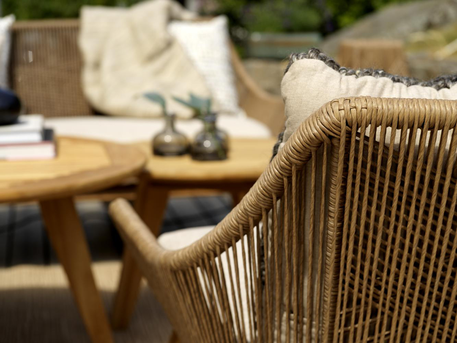 Garten Loungegruppe Hassel Polyrattan Teakholz