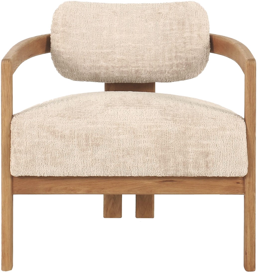 Lounge Sessel Kelly Chenille sand Holzgestell natur