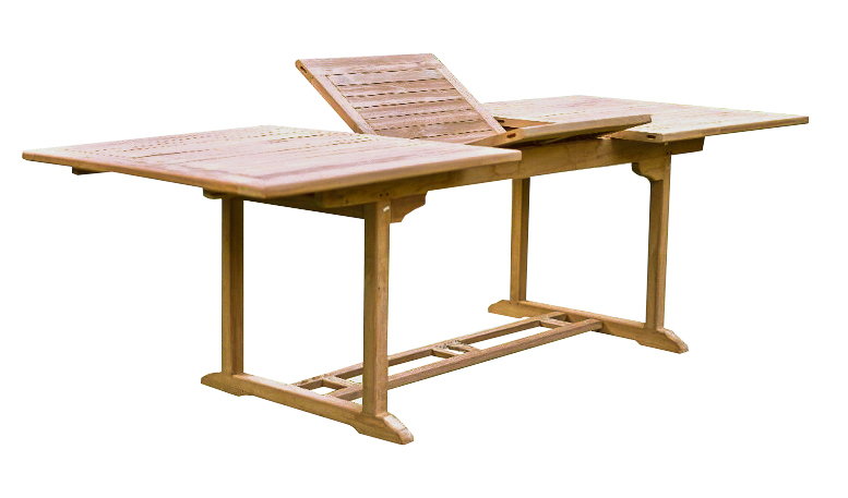 Gartentisch Square 180 bis 240 x 100 cm erweiterbar Teakholz natur  