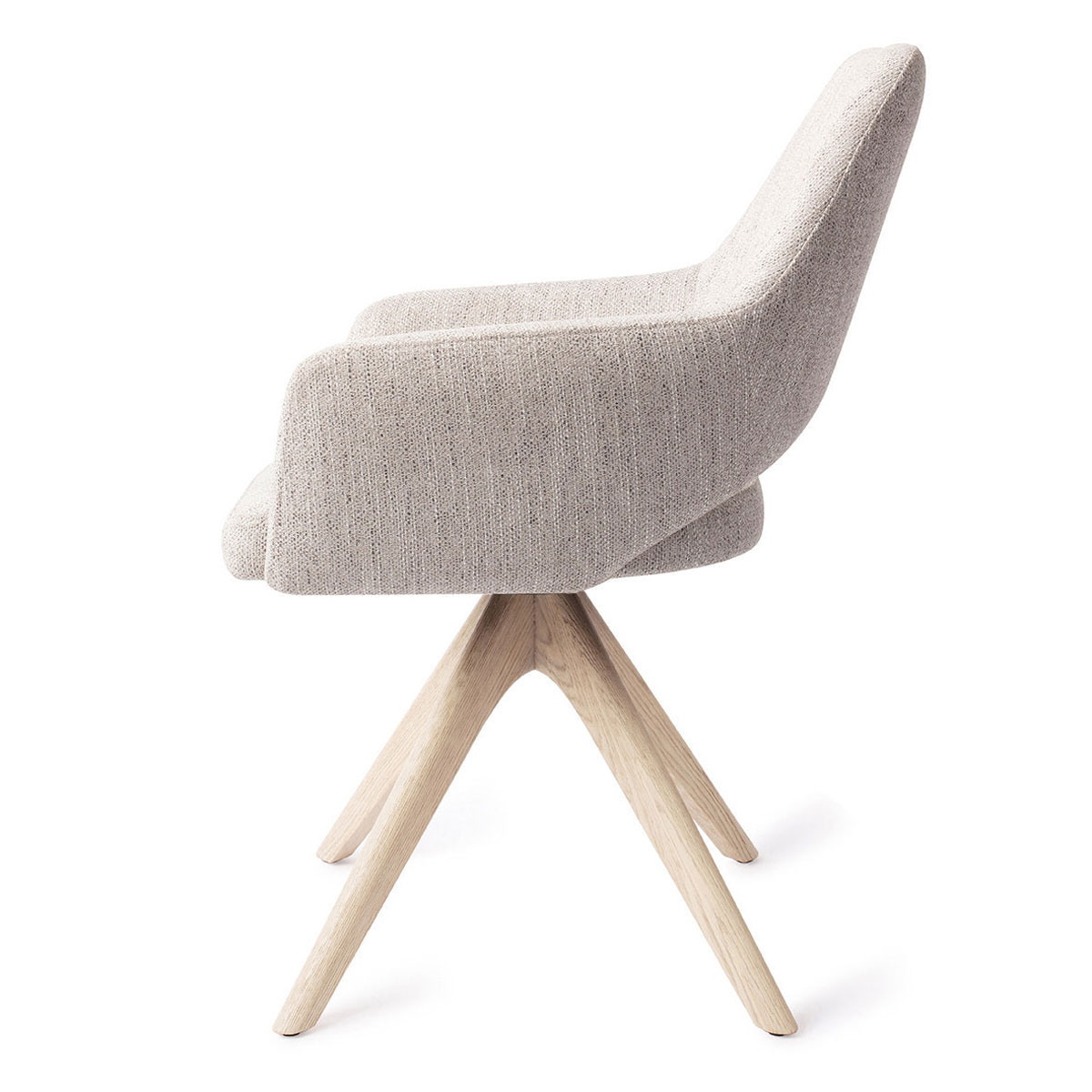 Esszimmerstuhl YANAI drehbar – Hellgrau mit Gestell in Eiche gebleicht