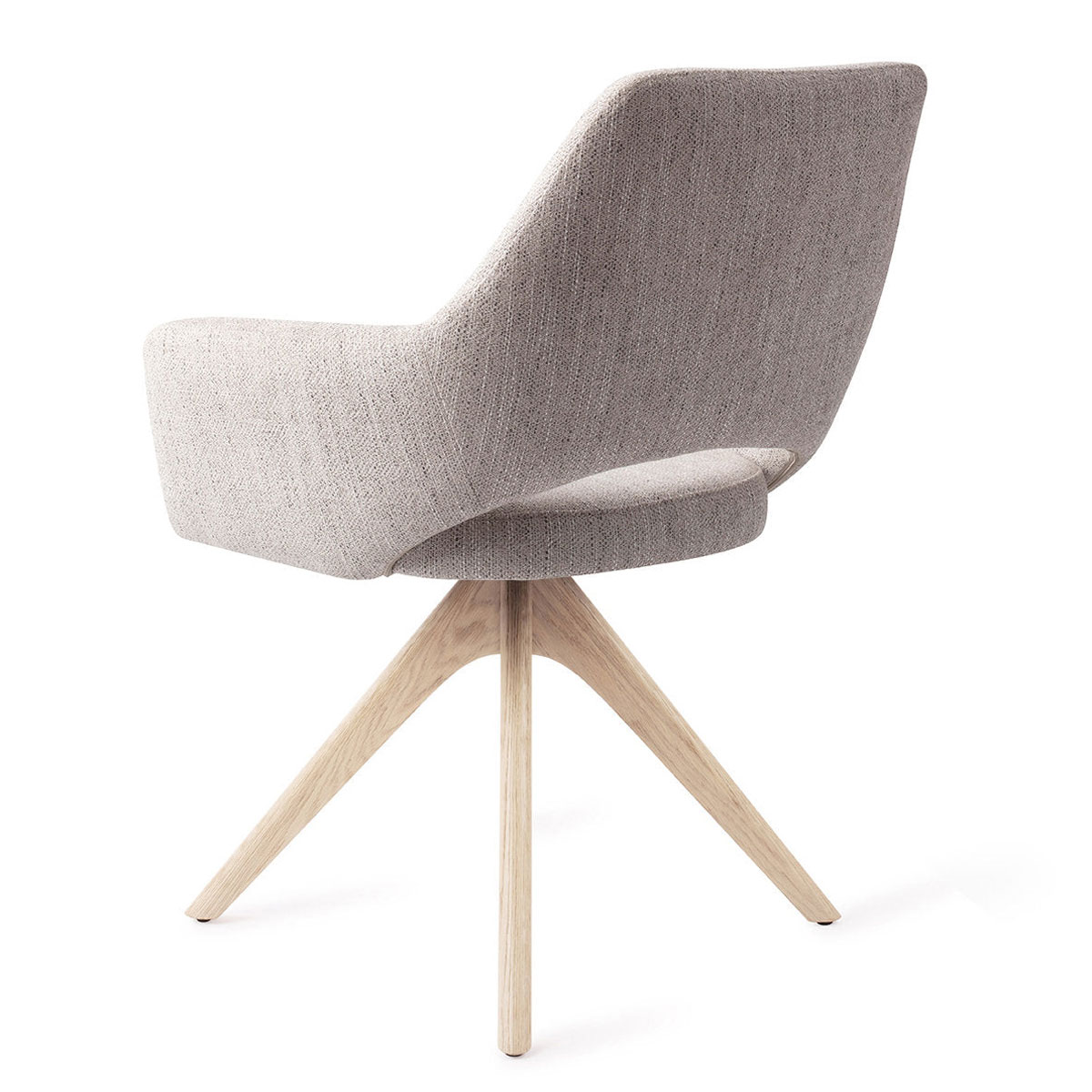 Esszimmerstuhl YANAI drehbar – Hellgrau mit Gestell in Eiche gebleicht
