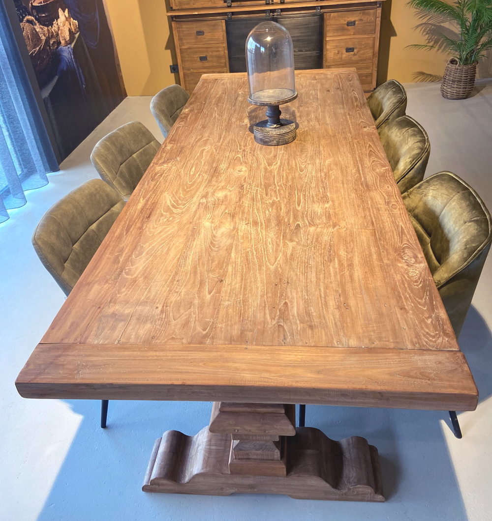 Esstisch 240 x 100 cm Teakholz massiv Klostertisch
