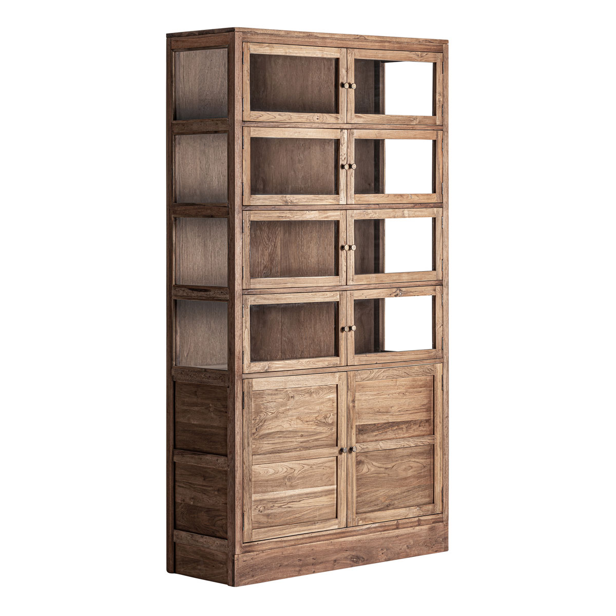 Vitrinenschrank HELMOND H 226 cm Altholz rustikal Vitrine Schrank