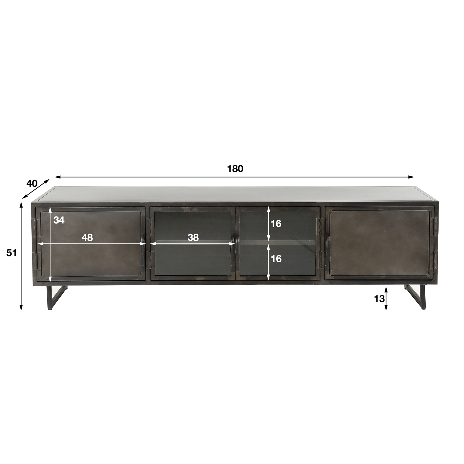 Industrie TV Lowboard Möbel GUNS 180 cm Metall