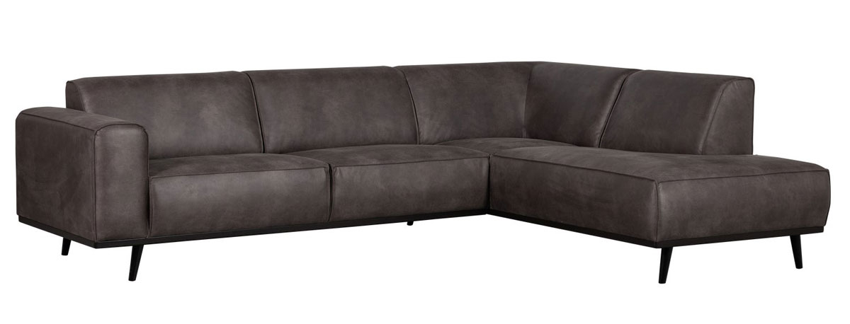 woood Ecksofa Statement Eco Leder dunkelgrau Chaiselongue rechts