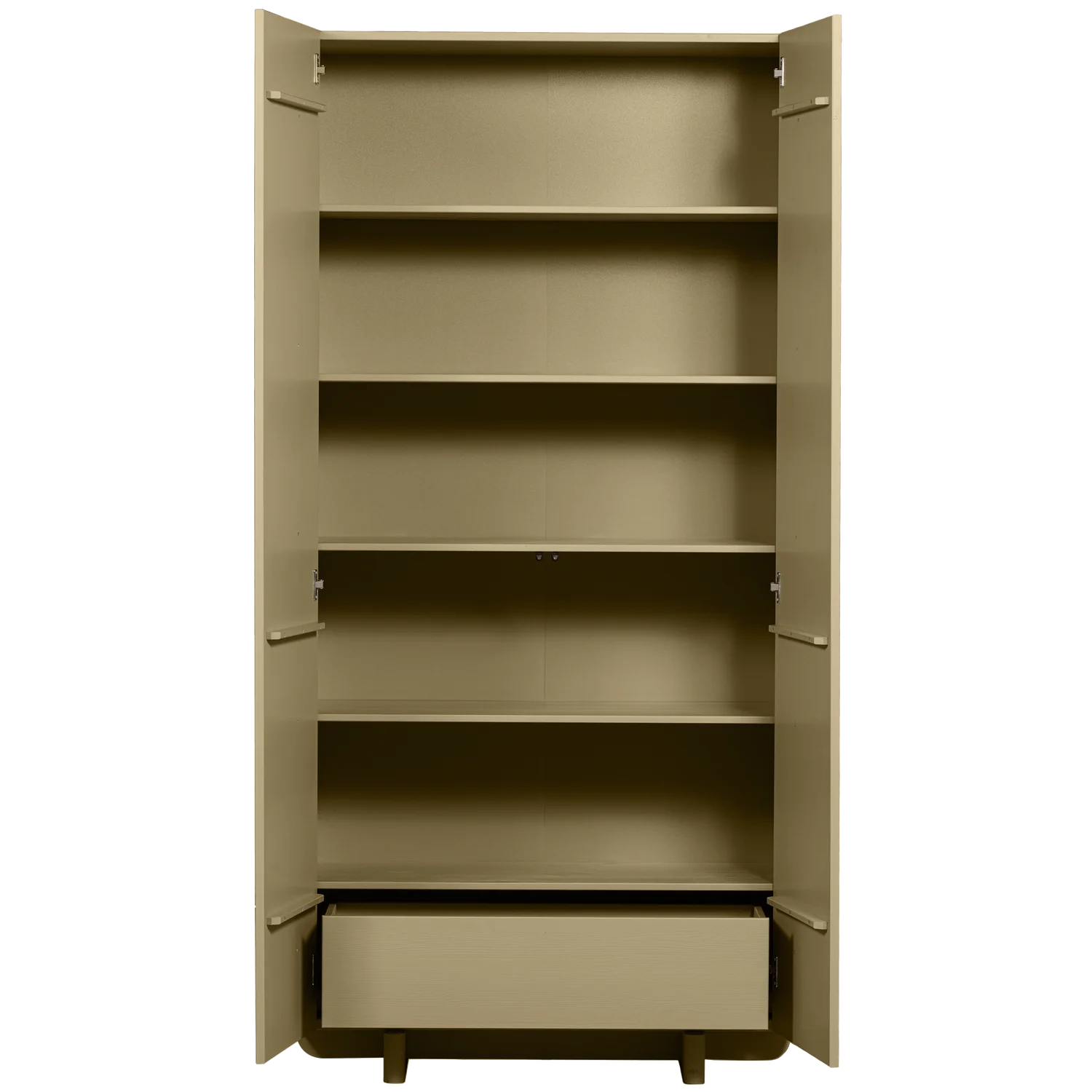 Schrank Aufbewahrungsschrank BASU H 210 cm 2-türig Kiefer Massivholz moosgrün