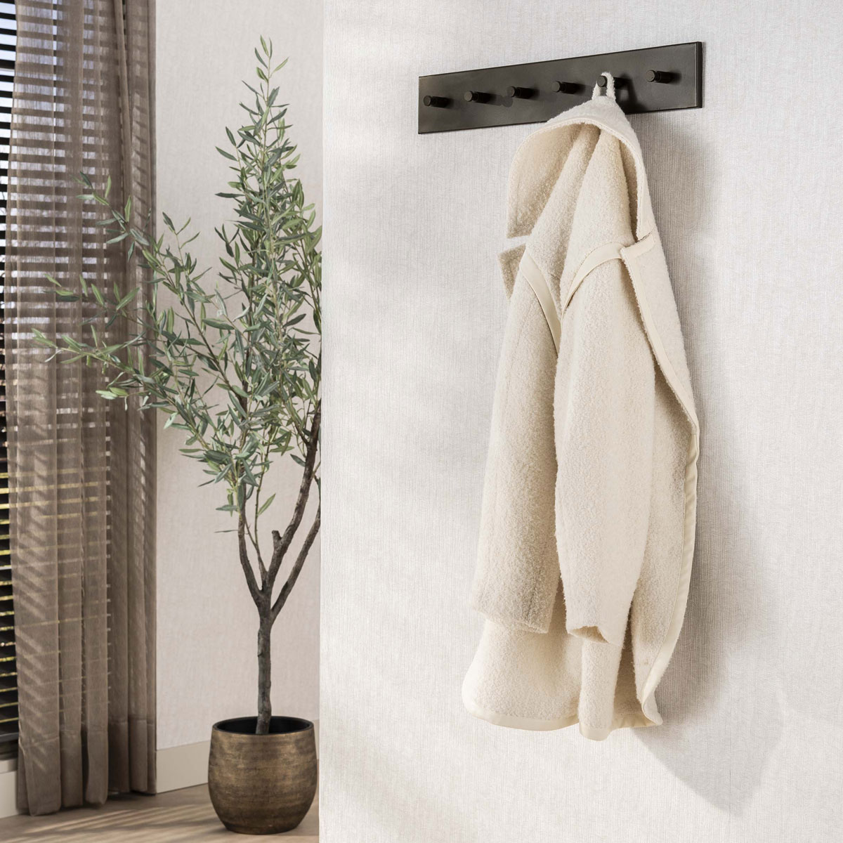 Wandgarderobe NERO B 60 cm mit 6 Haken Metall braun Bronzefinish