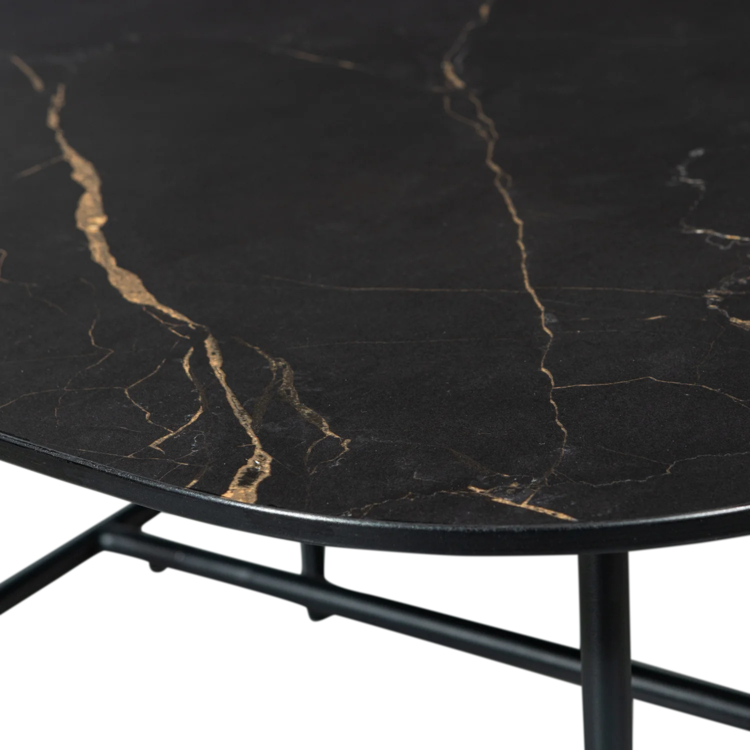 Couchtisch VAJEN 70 x 70 cm Porzellan Metall schwarz